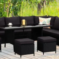 Outdoor Wicker Modular Lounge Furniture Dining Sofa Set Lounge 9Seater-Black