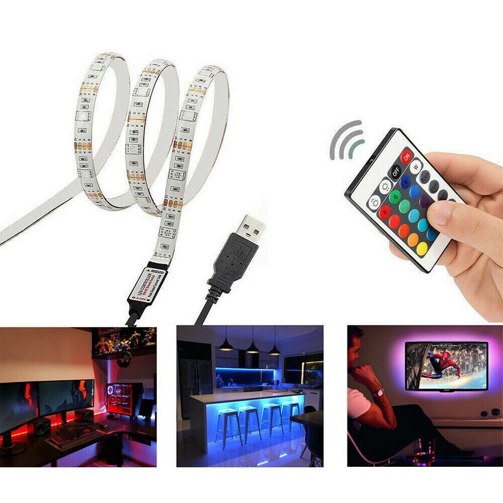 Usb led light strip with outlet remote