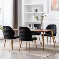 Black Velvet Dining Chair with Gold Legs